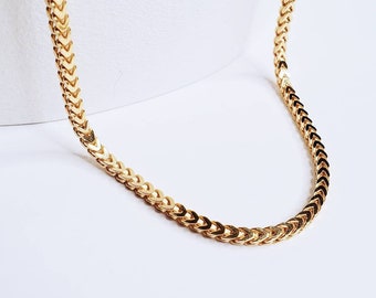 18K Gold Vermeil Franco Chain: 925 Sterling Silver, Made in Italy