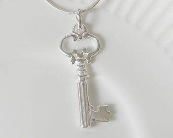 Sterling Silver Key Necklace: Dainty Key Pendant