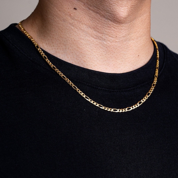 18K Gold Vermeil Figaro Link Chain (3.5 mm) | Sterling Silver | Mens Chain | Gold Filled Chain | Boyfriend Gift | Husband Gift