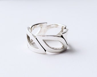 Sterling Silver Leaf Band | 925 Silver Stacking Ring | Silver Leaf Ring | Silver Eternity Ring | Simple Silver Ring