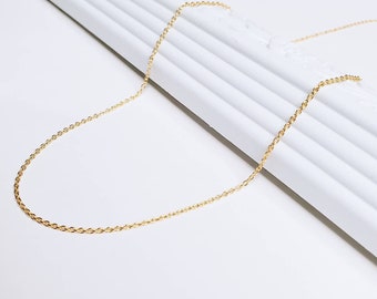 18K Gold Vermeil Cable Chain Necklace (1mm): Dainty Layering Necklace