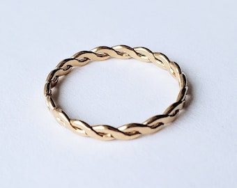 14K Gold Filled Woven Stacking Ring | 2.5 mm Stacking Ring | Simple Gold Ring | Braided Gold Ring | Thin Gold Band | Gold Plated Ring