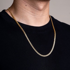 18K Gold Vermeil Curb Chain (3.5 mm) | 18k Gold Vermeil Chain | Sterling Silver | Mens Necklace | Mens Chain | Gold Chain Men