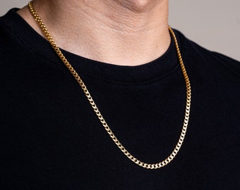 18K Gold Vermeil Curb Chain (3.5 mm) | 18k Gold Vermeil Chain | Sterling Silver | Mens Necklace | Mens Chain | Gold Chain Men