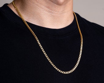 18K Gold Vermeil Panzerkette (3,5 mm) | 18k Gold Vermeil Kette | Sterling Silber | Herren Halskette | Herrenkette | Goldkette Männer | Kanada