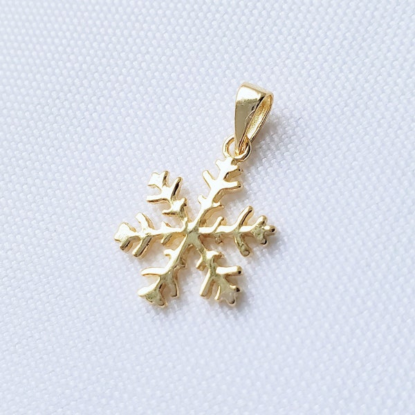 18K Gold Plated Snowflake Charm | Gold Vermeil | Sterling Silver | Snowflake Necklace | Snowflake Pendant | Small Snowflake | Winter Charm