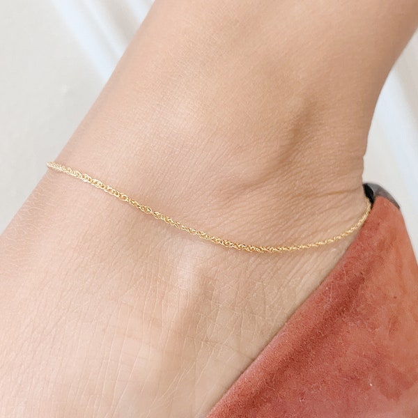 14K Gold Filled Singapore Anklet - thin gold chain anklet, dainty chain anklet, minimalist anklet, ankle bracelet, twisted rope anklet