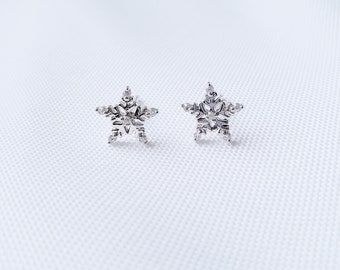 Sterling Silver Snowflake Studs | Snowflake Earrings