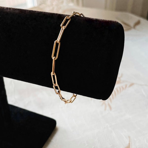 18K Gold Vermeil Link Bracelet | Paperclip Chain Bracelet | Gold Plated Chain Bracelet | 925 Sterling Silver | Minimalist Bracelet