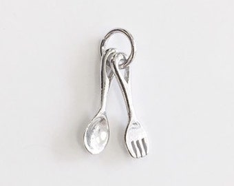 Pendentif cuillère et fourchette en argent sterling