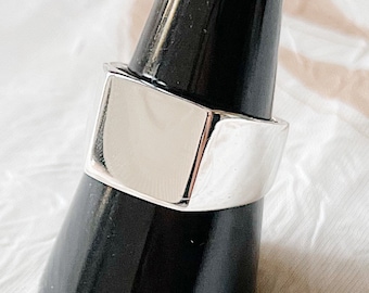 Sterling Silver Square Signet Ring: Chunky Unisex Statement