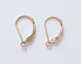 14K Gold Filled Lever Back Earring Hooks | Gold Leverback Findings | Gold Filled European Earring Hooks