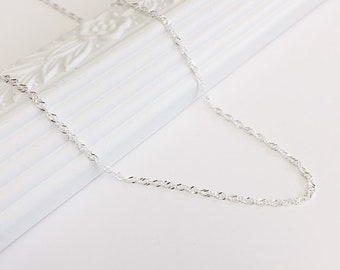 Dainty Sterling Silver Singapore Chain Necklace: Elegant Layering Necklace