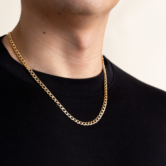 Men's 7.5mm Black Curb Chain Necklace | Classy Men Collection