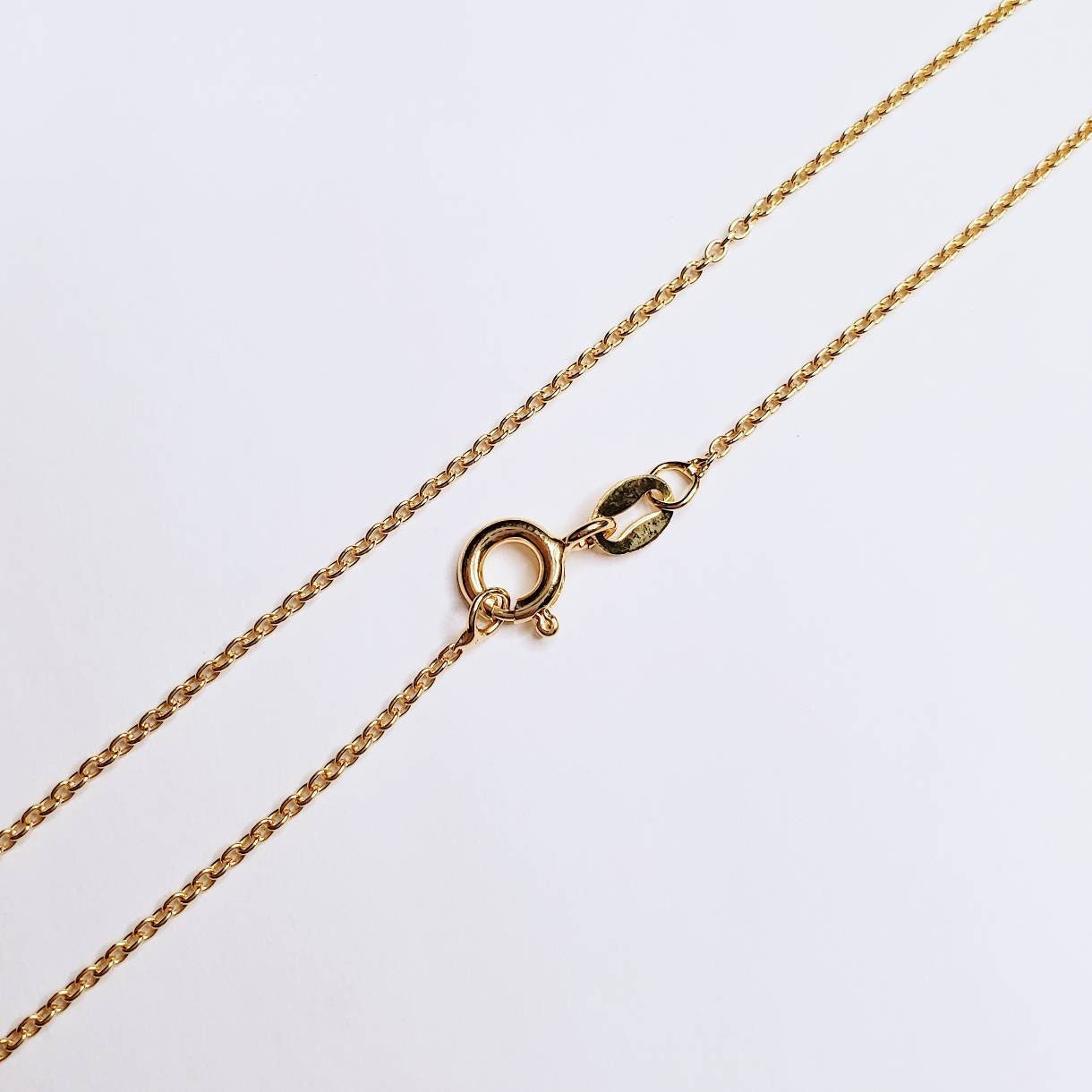 18K Gold Vermeil Cable Chain 1 Mm Thin Gold Chain Dainty Etsy