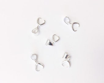 Sterling Silver Pinch Bails - set of 5 (12 mm)