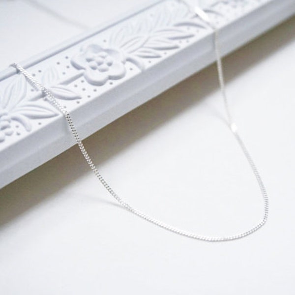 Fine Sterling Silver Curb Chain (1 mm) | Collier Argent | Chaîne Argent | Thin Silver Necklace | Wholesale | Vente En Gros