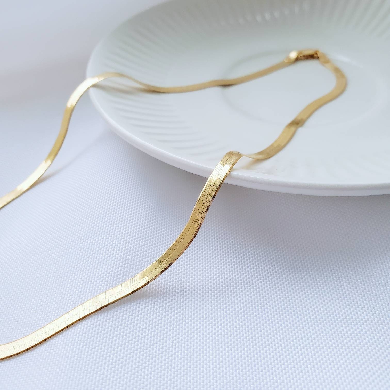 Linjer Snake Chain Necklace, Gold Vermeil
