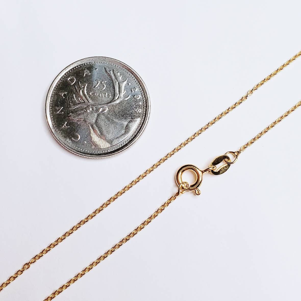 18K Gold Vermeil Cable Chain 1 Mm Thin Gold Chain Dainty Etsy