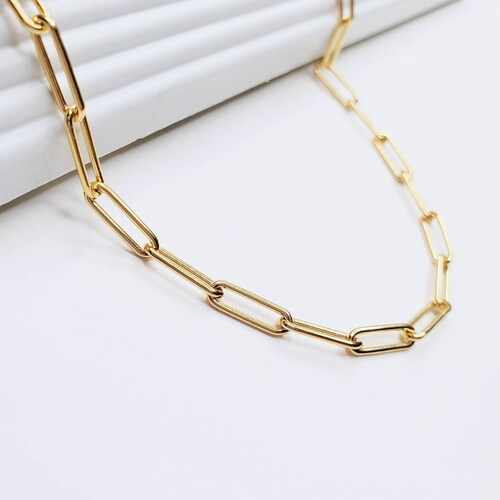 18K Gold Vermeil Paperclip Link Chain Paperclip Necklace Etsy
