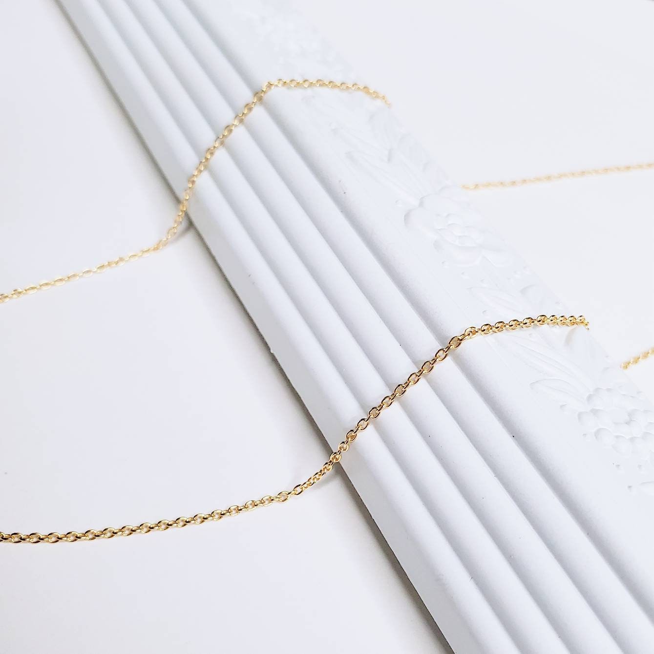 18K Gold Vermeil Cable Chain 1 Mm Thin Gold Chain Dainty Etsy