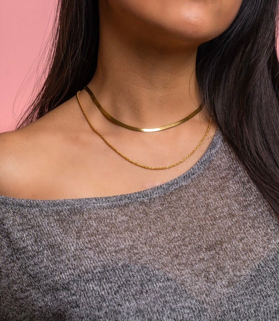Gold filled herringbone chain discount