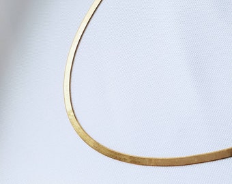 18K Gold Vermeil Herringbone Chain (3.5 mm) | Sterling Silver | Gold Plated | Layering Necklace | Gold Choker | Gold Snake Chain