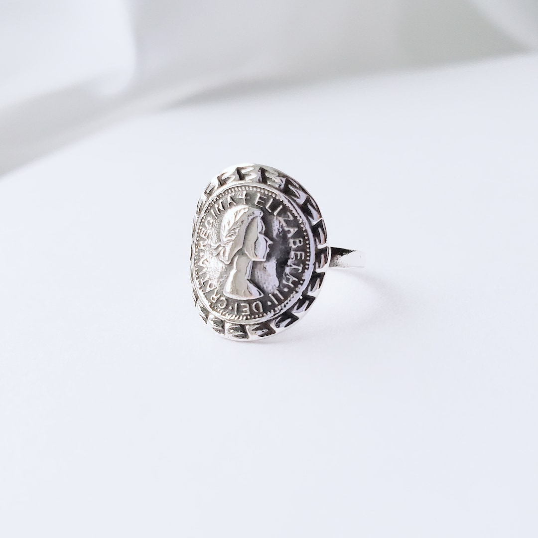 Queen Elizabeth II Commemorative Ring: 925 Sterling Silver Coin - Etsy