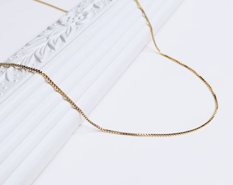 14K Gold Filled Box Chain (1 mm) | Thin Gold Chain | Gold Filled Chain | Dainty Gold Necklace | Minimalist Necklace