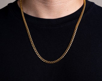 18K Gold Vermeil Curb Chain (3.5 mm) | 18k Gold Vermeil Chain | Sterling Silver | Mens Necklace | Gift for Him | Boyfriend Necklace