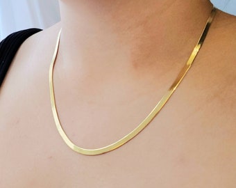 18K Gold Vermeil Herringbone Chain (3.5 mm) | Simple Gold Chain | Sterling Silver | Gold Plated | Vermeil Necklace | Sister Gift