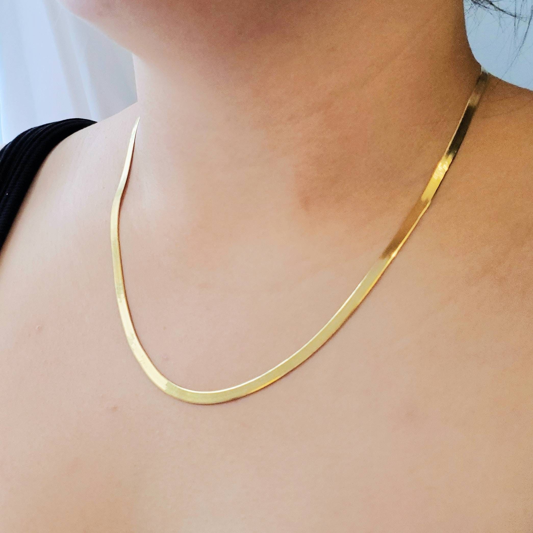 18K Gold Vermeil Herringbone Chain 3.5 Mm Simple Gold Chain