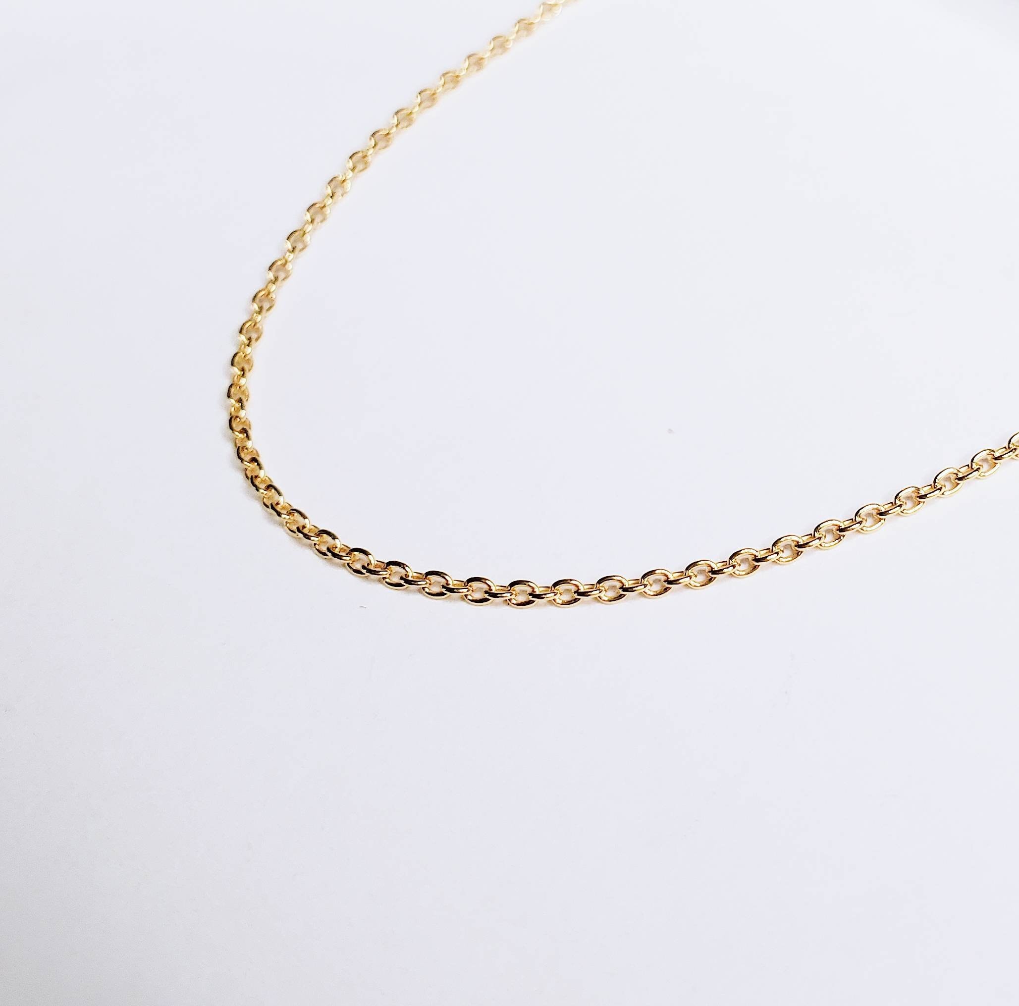18K Gold Vermeil Cable Chain 1 Mm Thin Gold Chain Dainty Etsy