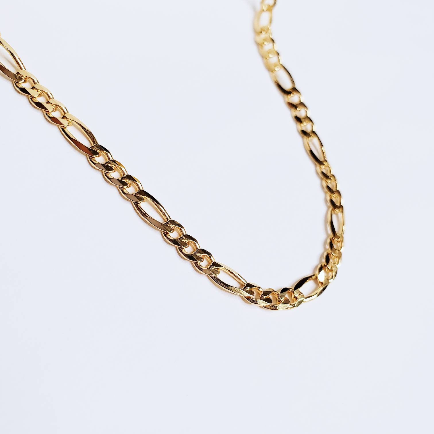 18K Gold Vermeil Figaro Chain (3.5mm): Italian Sterling Silver 