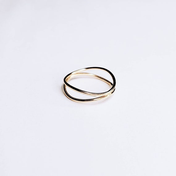 14K Gold Filled Double Band : Minimalist Gold Ring