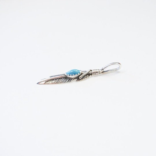 Native Inspired Turquoise Feather Pendant | Etsy