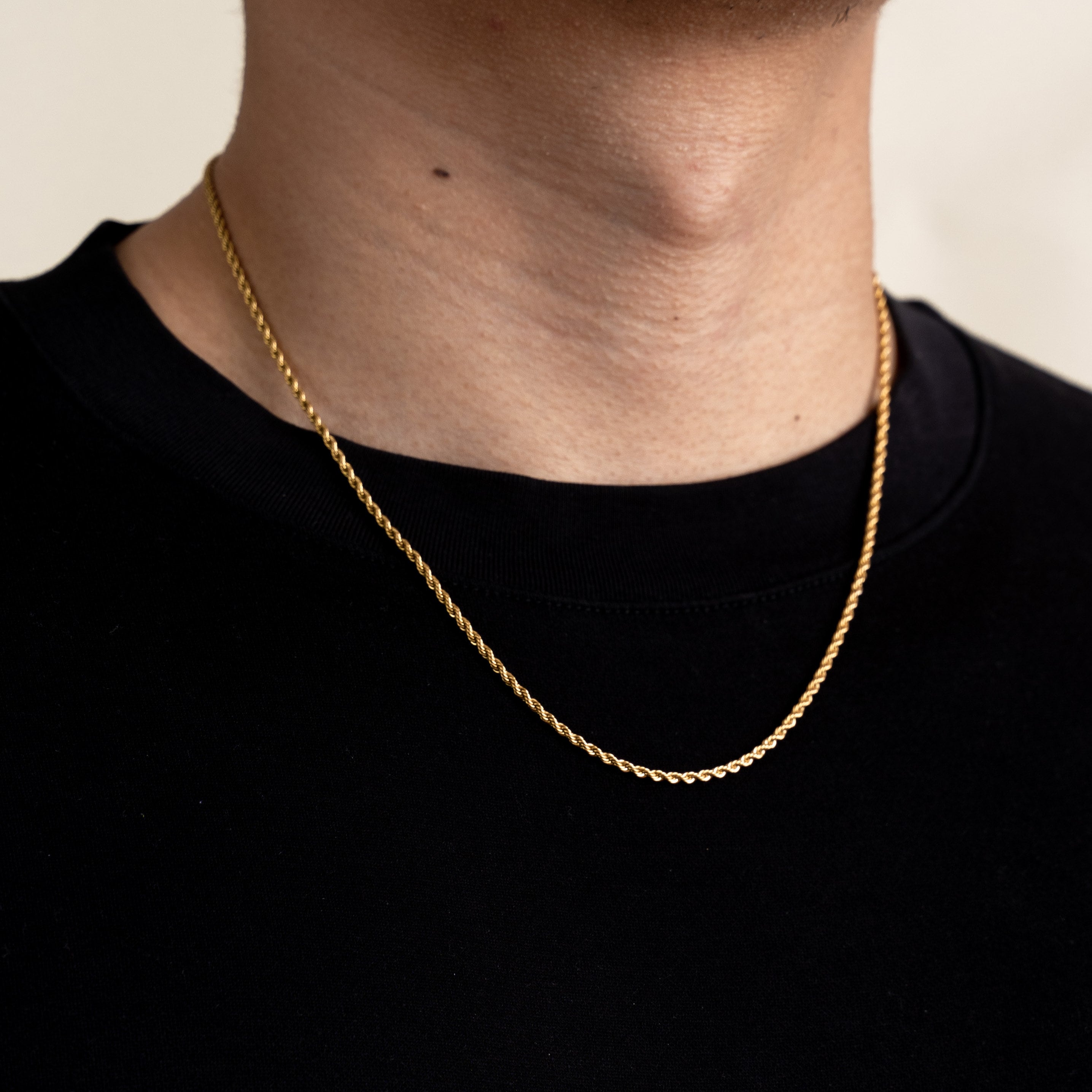 Stainless Steel Gold Rope Chain 2mm Gold Plated Twisted Rope Chain