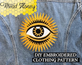 Evil Eye with Star Burst Embroidery Clothing Pattern // DIY Up-Cycled Clothing // Downloadable PDF Pattern