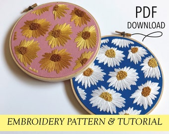 Flower Power // minimalist graphic floral pattern // Embroidery Hoopart PDF Pattern & Tutorial
