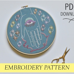 Third Eye bubbles graphic pattern Hand embroidery modern embroidery guide stitching tutorial diy embroidery patterns and how to