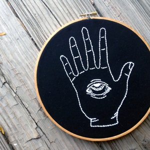 evil eye pattern Hand embroidery modern embroidery guide stitching tutorial diy embroidery patterns and how to hoop art sight of hand image 3