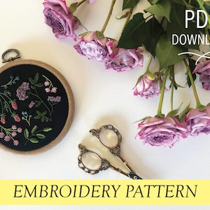 modern florals pattern Hand embroidery modern embroidery guide stitching tutorial diy embroidery patterns and how to hoop art moody flowers