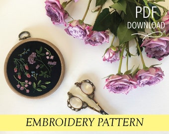 modern florals pattern Hand embroidery modern embroidery guide stitching tutorial diy embroidery patterns and how to hoop art moody flowers