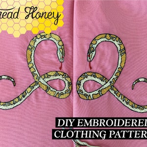 Twisted Snake Modern Embroidery Clothing Pattern // DIY Up-Cycled Clothing // Downloadable PDF Pattern contemporary embroidery
