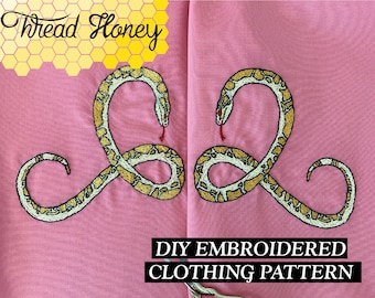 Twisted Snake Modern Embroidery Clothing Pattern // DIY Up-Cycled Clothing // Downloadable PDF Pattern contemporary embroidery