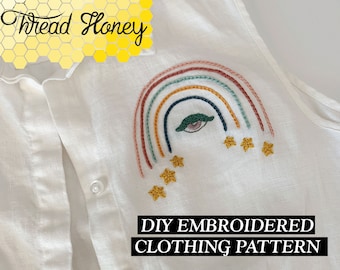 She's A Rainbow Embroidery Kleidungs-Muster // Honeybee Moderne DIY Up-cycled Kleidung // Herunterladbare PDF-Muster moderne Stickerei