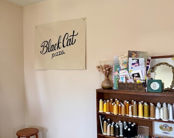 Large Custom Canvas Banner, Hand Embroidered sign, Custom sign for home Business, Small Biz Shop Sign , Event Sign , Wall Art