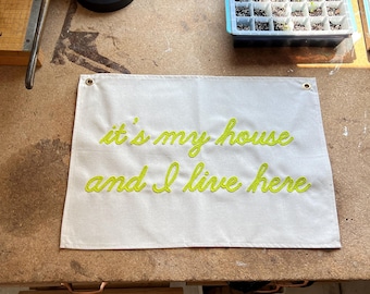 Personalisierte Baumwolle Flagge - Vintage Look | Wandbehang | Wohnkultur | Handgemachte Girlande Personalisierte Phrase