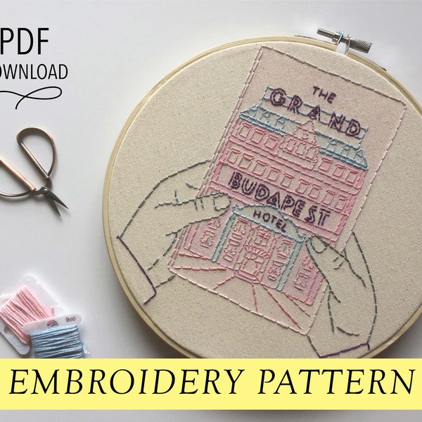 Grand Budapest Hotel Book // Wes Anderson // Indie Films // 8" Embroidery Hoopart PDF Pattern