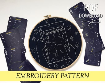 Sternbilder Buch mit Händen // Universum Kosmos Weltraum // 20cm Stickdatei Hoopart PDF Pattern